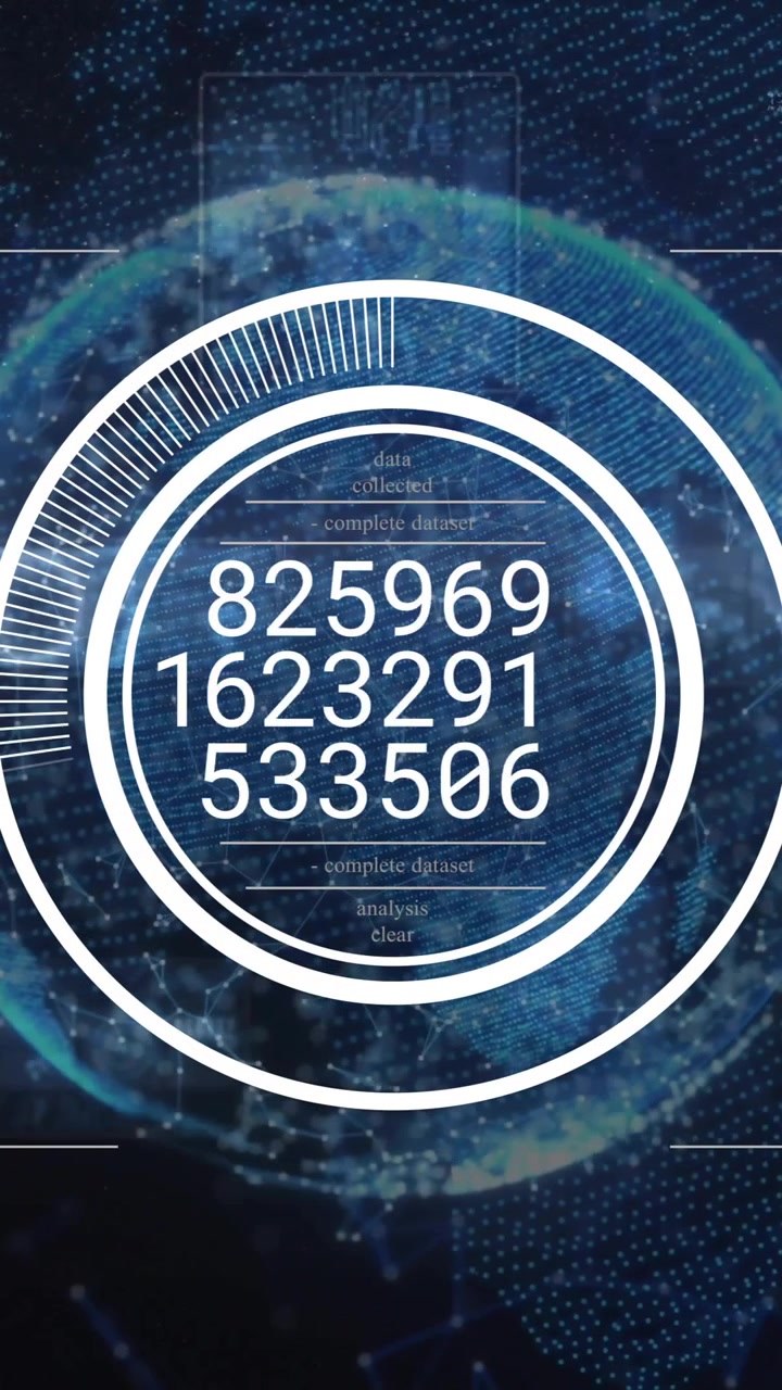 Animation of data processing over globe on black background