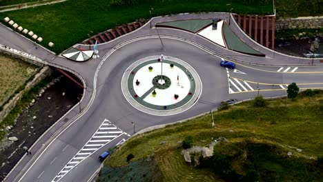 roundabout of highway, top view.time lapse