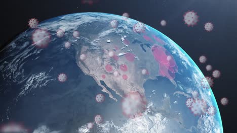 animation of covid 19 cell over globe