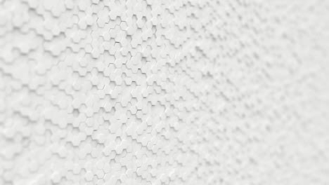 abstract white minimalistic background made of plastic hexagons with shallow depth of field. light minimal hexagonal grid pattern animation in modern clean white. seamless loop 3d render