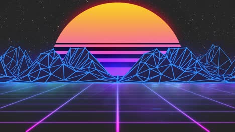 retrofuturistic sunset landscape