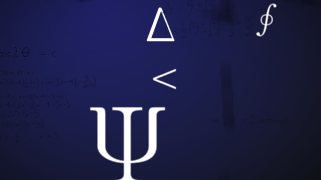 animación de ecuaciones matemáticas sobre un fondo azul