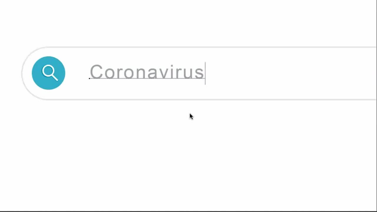escribir coronavirus en la barra de búsqueda para buscar en el navegador de internet - cerrar