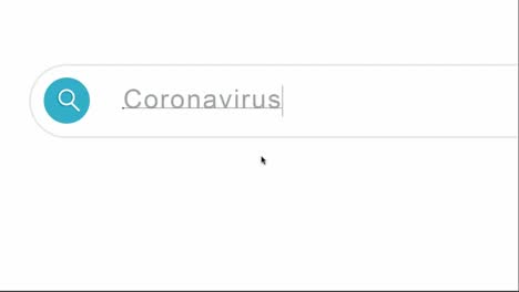 escribir coronavirus en la barra de búsqueda para buscar en el navegador de internet - cerrar