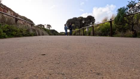 una pareja camina por un sendero pintoresco