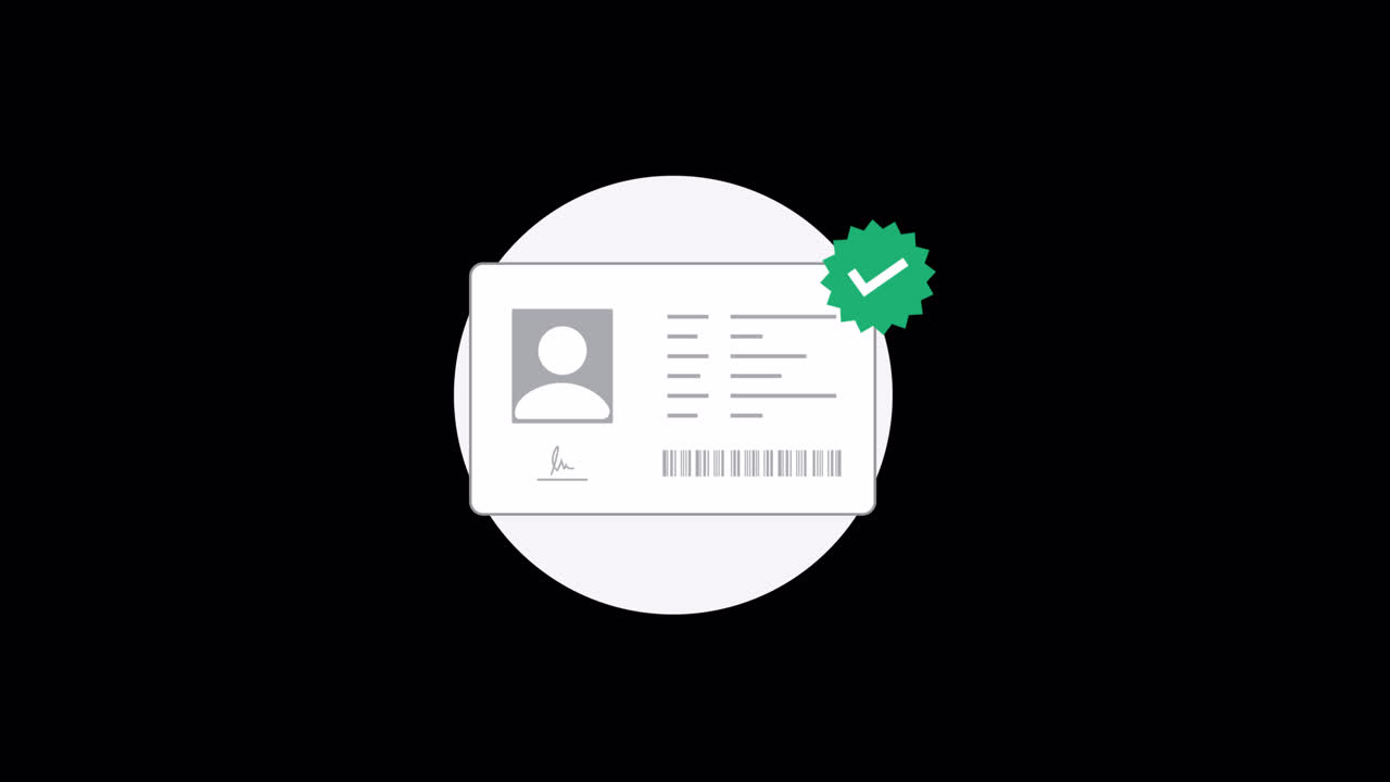 Animated ID Card with Green Checkmark for Verification