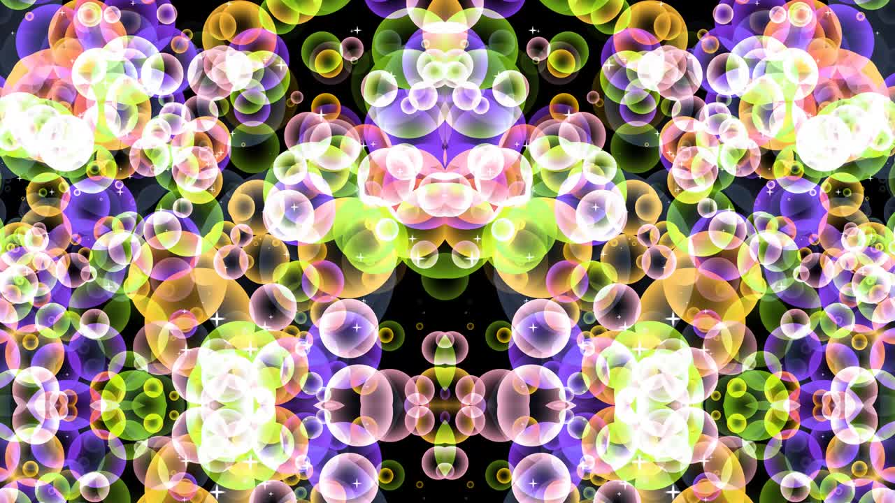 reflejo borroso verde borroso con burbujas rosadas magentas y púrpuras violetas oscuras flotando en la pantalla negra con estrella blanca en la pantalla blanca