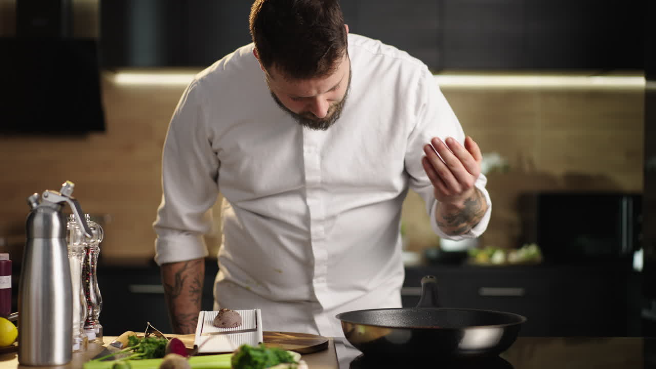 Professional chef cooking in a kitchen