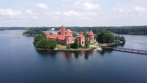 trakai castle in lithuania view drone