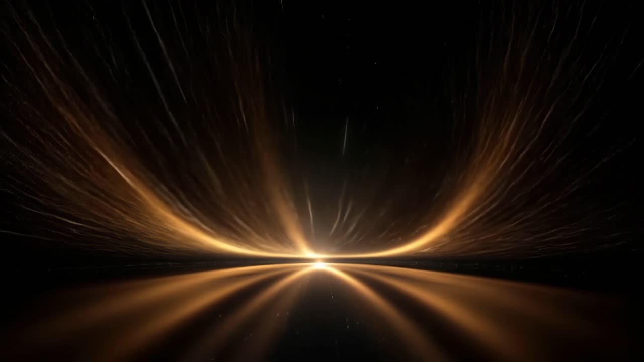 Dynamic Golden Light Rays Reflecting on Dark Surface