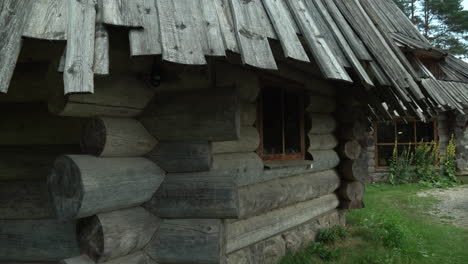 pokuhall wooden roof. south estonia. summer, slightly cloudy