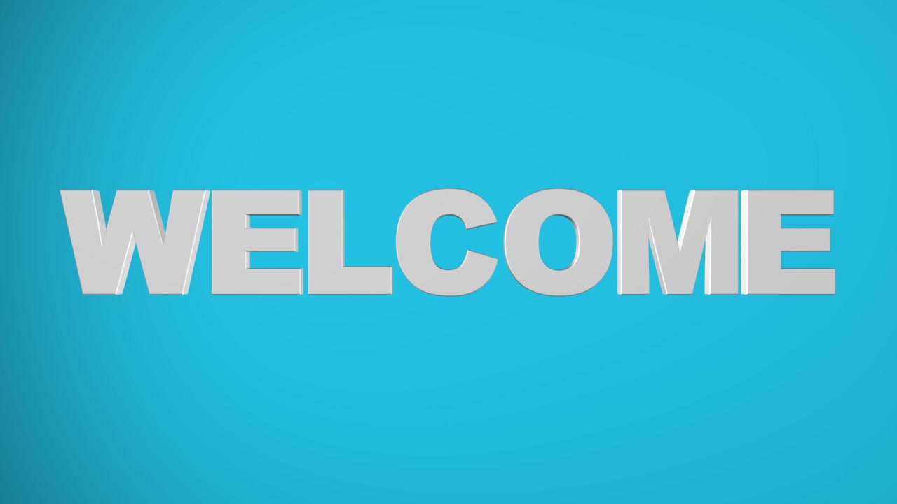 "WELCOME" 3D graphic in Aqua