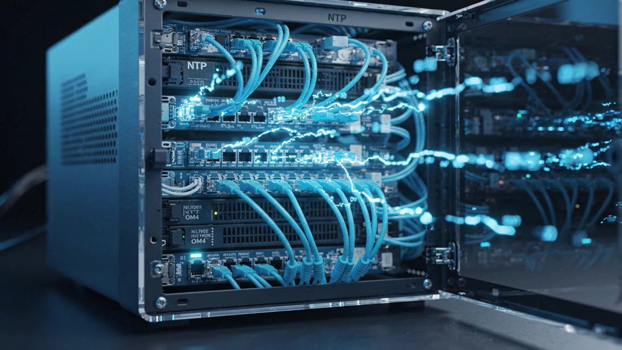 Intricate Network Storage System with Illuminated Cabling Showcasing Advanced Technology in Data Management and Connectivity for Efficient Computing Solutions