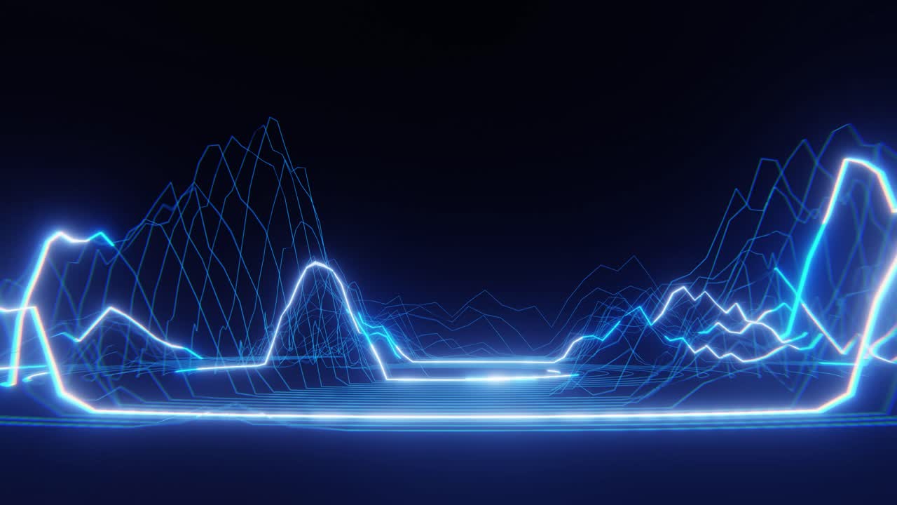 Abstract Blue Glowing Digital Lines Moving Dynamically