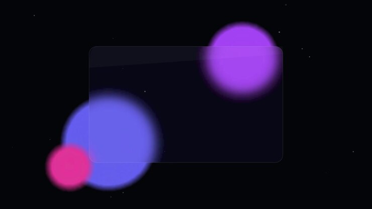 Abstract Motion Graphics with Floating Glowing Orbs and Glass Panel