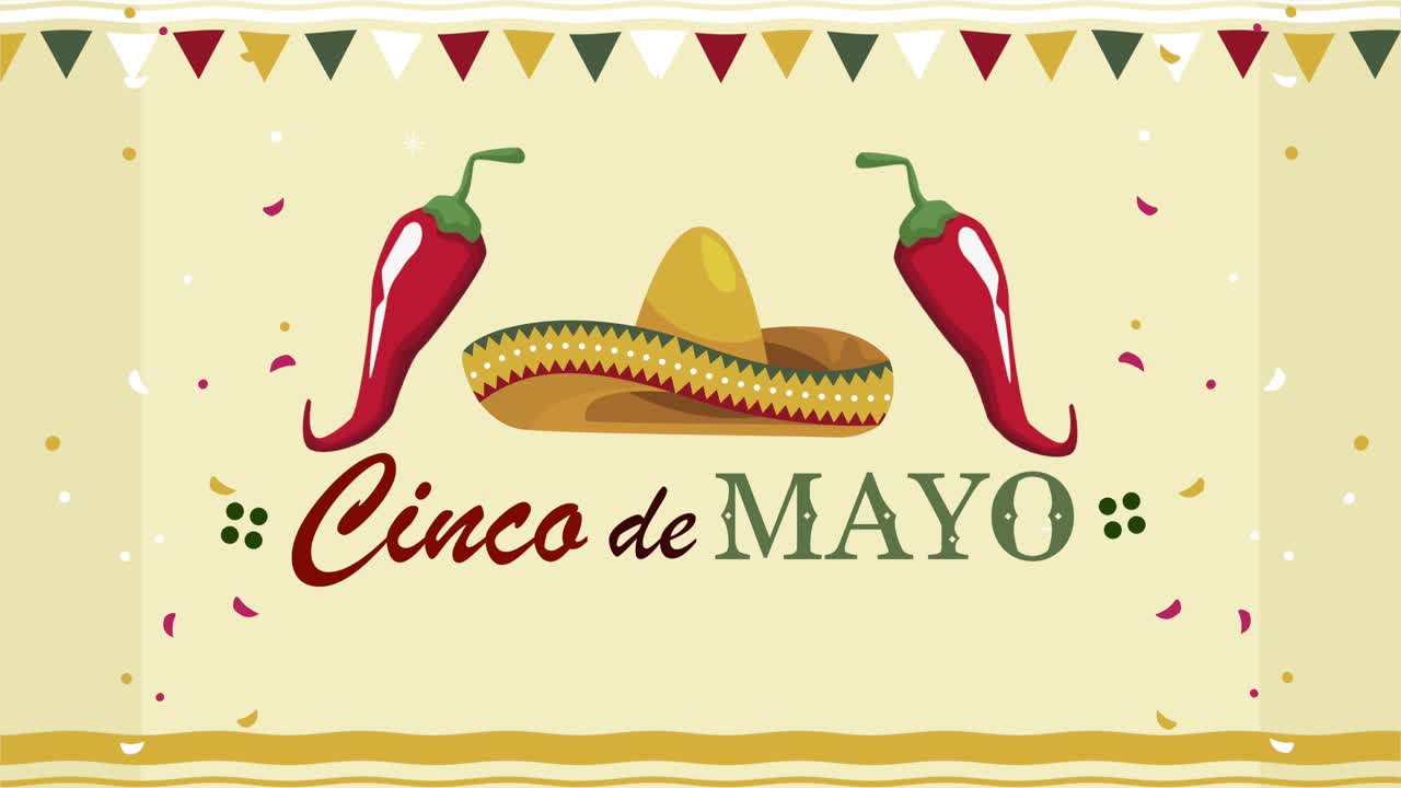 cinco de mayo con scritte di peperoncino e cappello