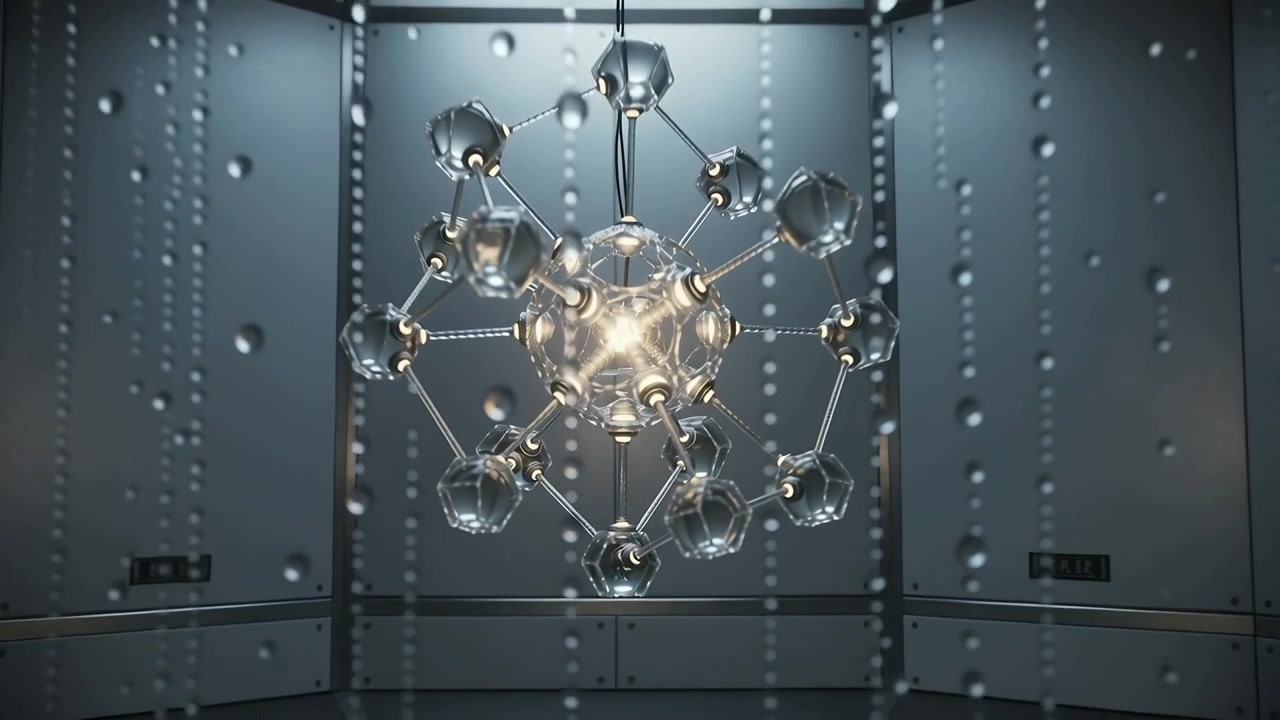 Pulsing core driving rotation of suspended hexagonal-node assembly in test chamber