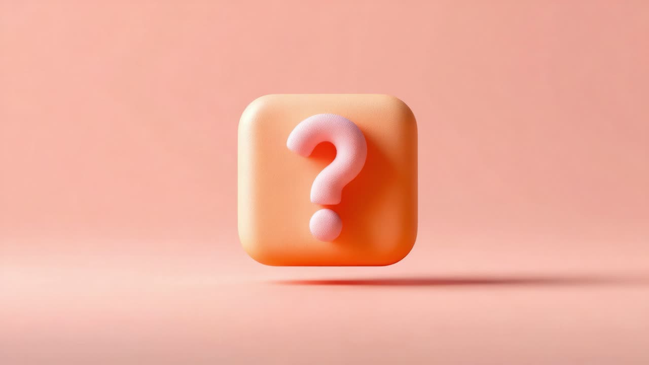 A visually captivating representation of a question mark embedded in a soft, peach-colored square, showcasing an intriguing design element and inviting curiosity