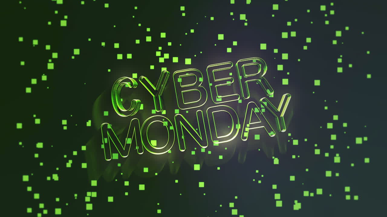Cyber Monday with green confetti on fashion gradient