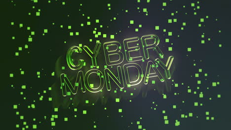 cyber monday with green confetti on fashion gradient