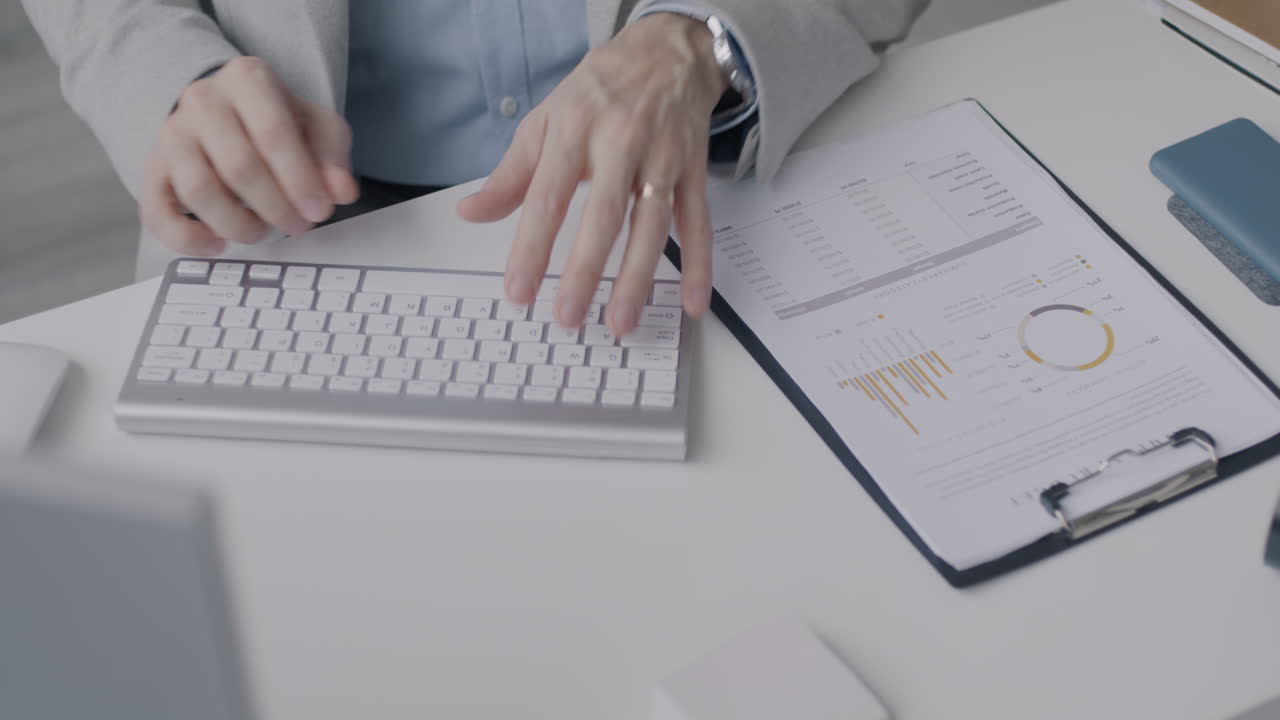 Businessman working on financial reports