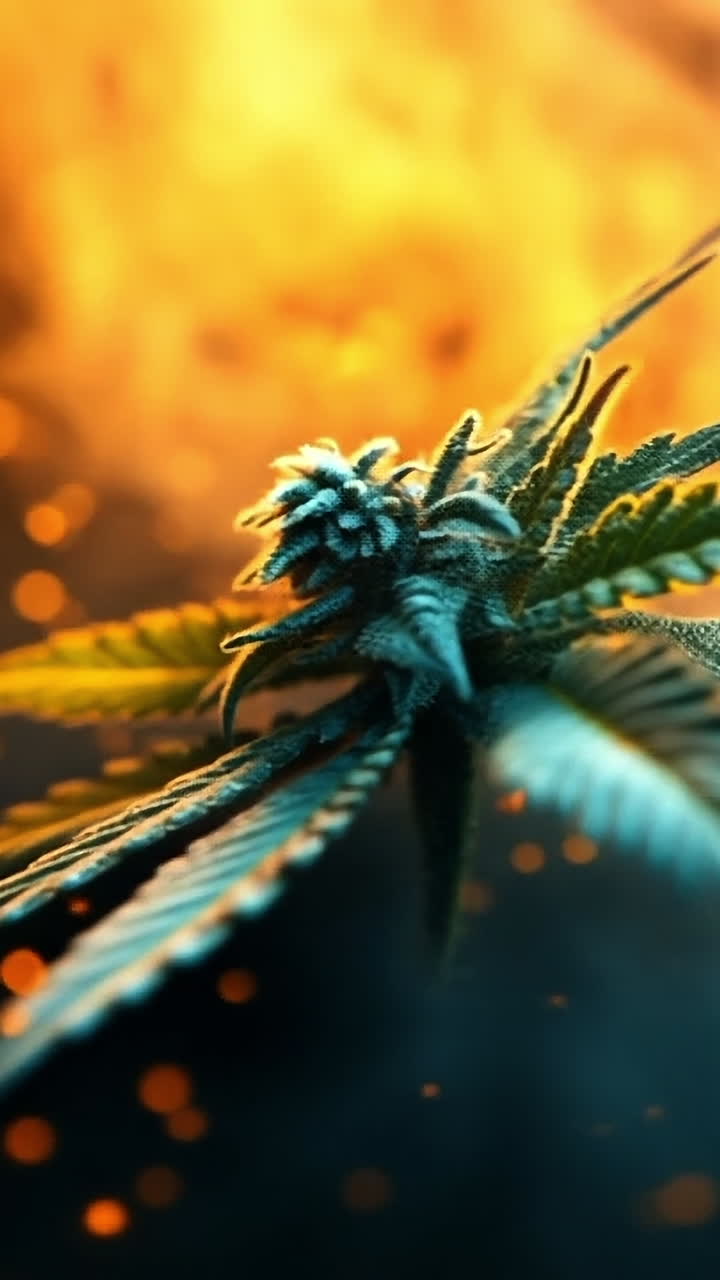 Flames engulfing a cannabis plant