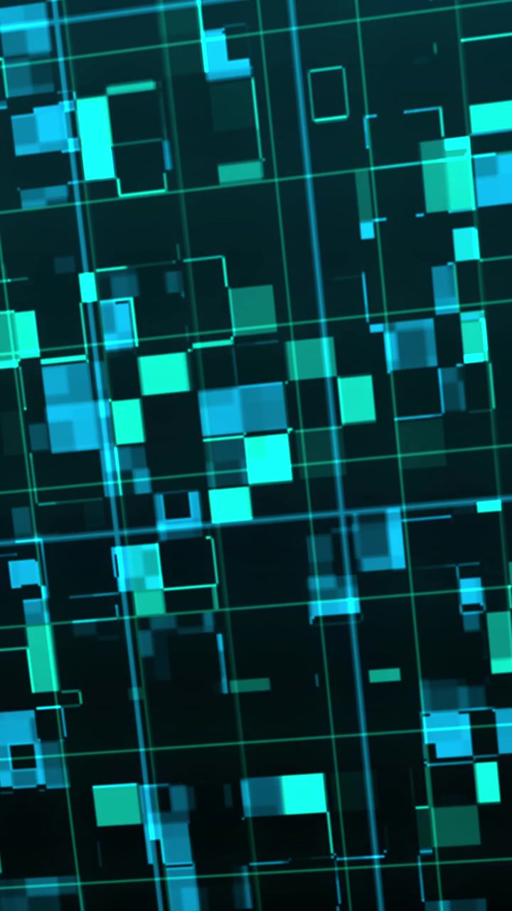 Abstract Digital Grid Background with Moving Blue Squares