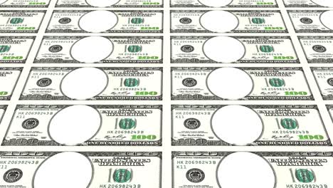 los billetes de 100 dólares sin cara en 3d. en bucle.