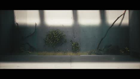 empty room with plants and shadows