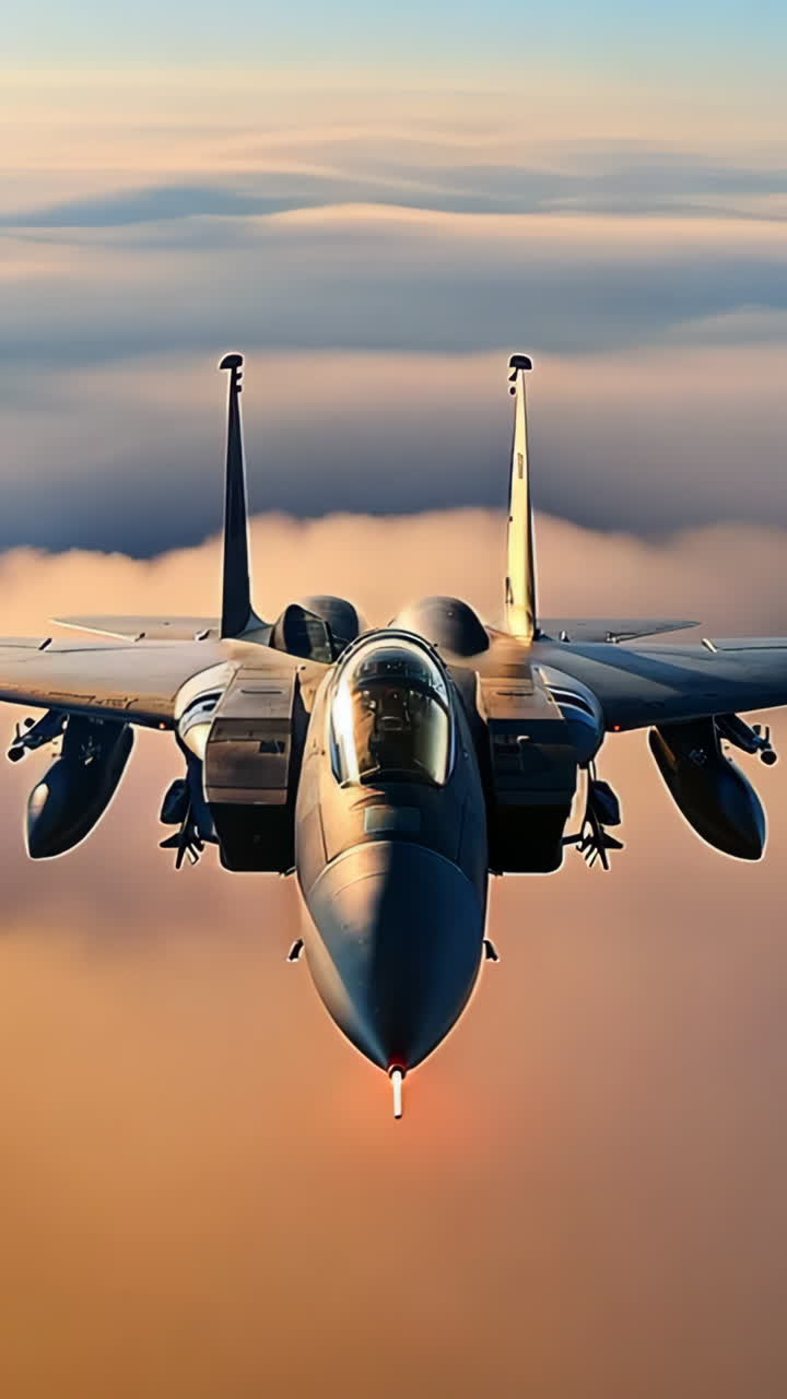 A fighter jet is flying through the sky. The jet is in the air and is very close to the ground