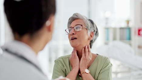 Cuidado-De-La-Salud,-Collarín-Y-Mujer-Mayor