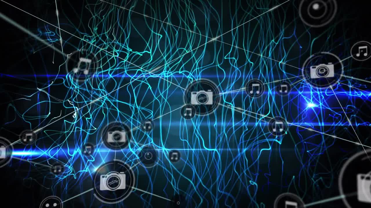 animación de la red de conexiones sobre fondo negro