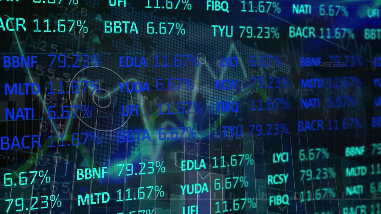 Animation of financial data processing over world map