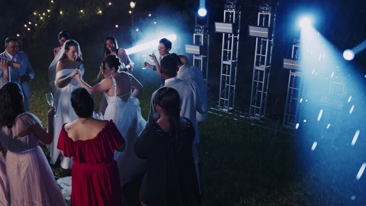 Guests Dancing at an Outdoor Wedding Reception