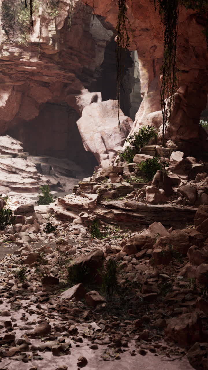 una misteriosa cueva en un exuberante cañón tropical