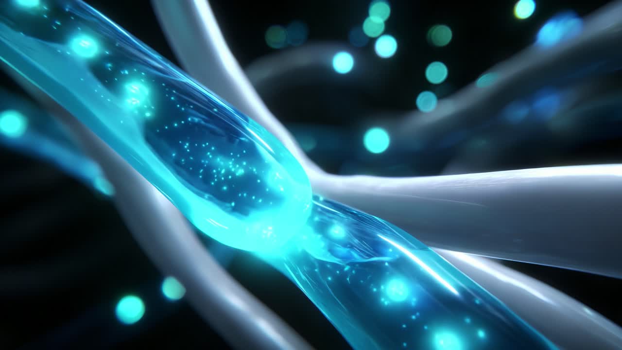 An Intricate Visualization of Bioluminescent Blue Streams Flowing Together, Merging Energetically Amidst a Serene Background, Showcasing the Dynamic Interaction and Connectivity of Fluid Structures