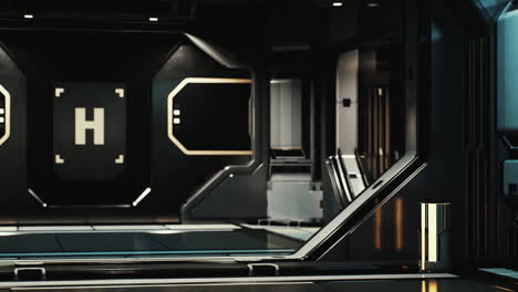 interior futurista de la base espacial