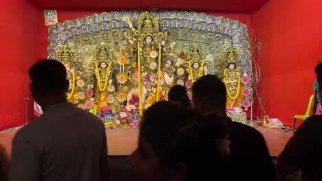 during this time of durga puja, one of the main festivals of bengalis, people throng the idol premises in large numbers to see the goddess.