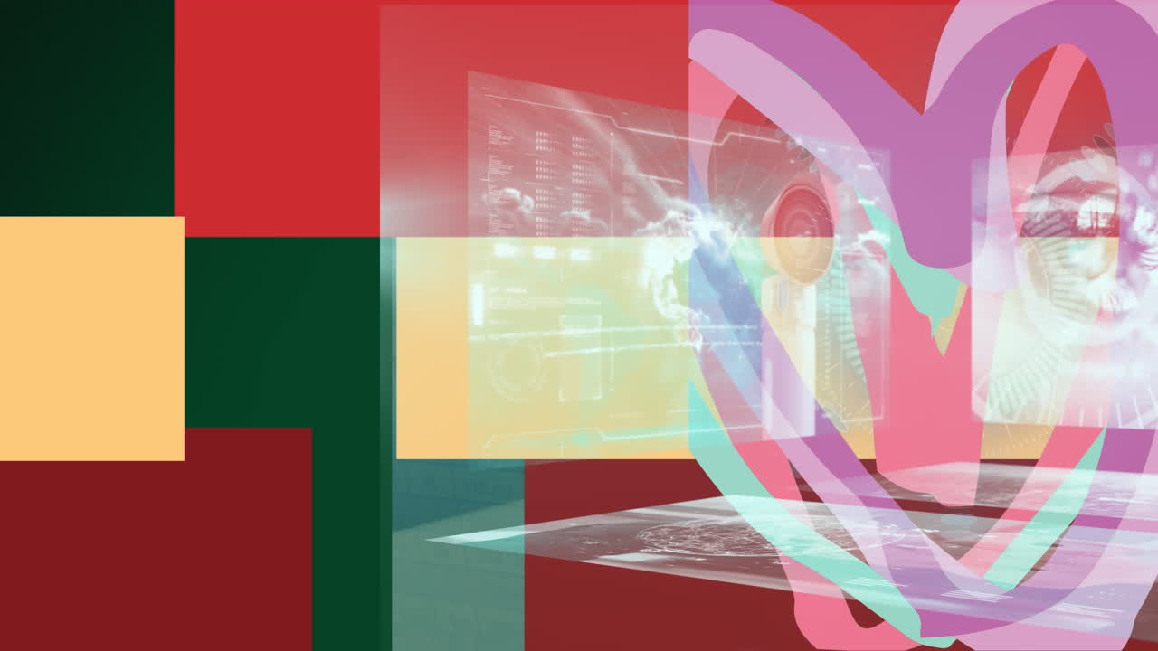 심장 모양에 대한 데이터 처리의 애니메이션.