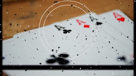 animation of confetti, scope scanning with playing cards