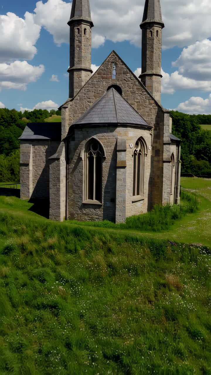 Historic Church in Rural Landscape