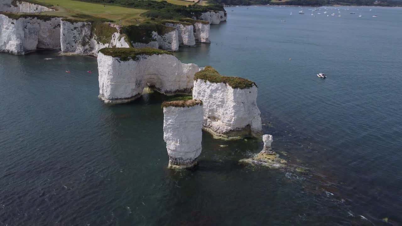 Old Harry Rocks Sea Stack Chalk Formation Aerial - Jurassic Coast UK