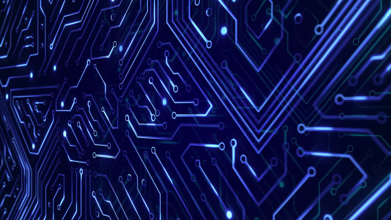 4k seamless loop abstract futuristic electronic circuit board background electrical signals flowing