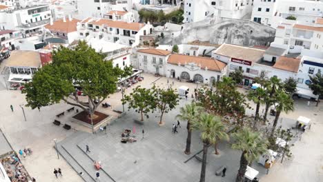 Aerial-4k-drone-footage-of-a-plaza-in-the-resort-town-of-Albufeira