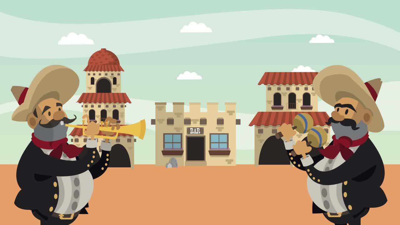 mexican mariachis playing trumpets on the street