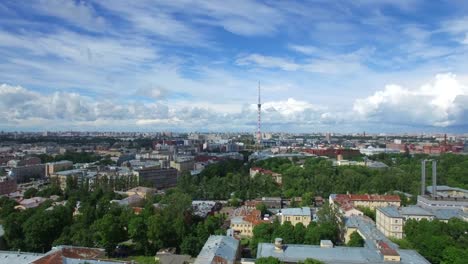 a view of the st. petersburg tv tower with a quadrocopter. the petrogradsky district.