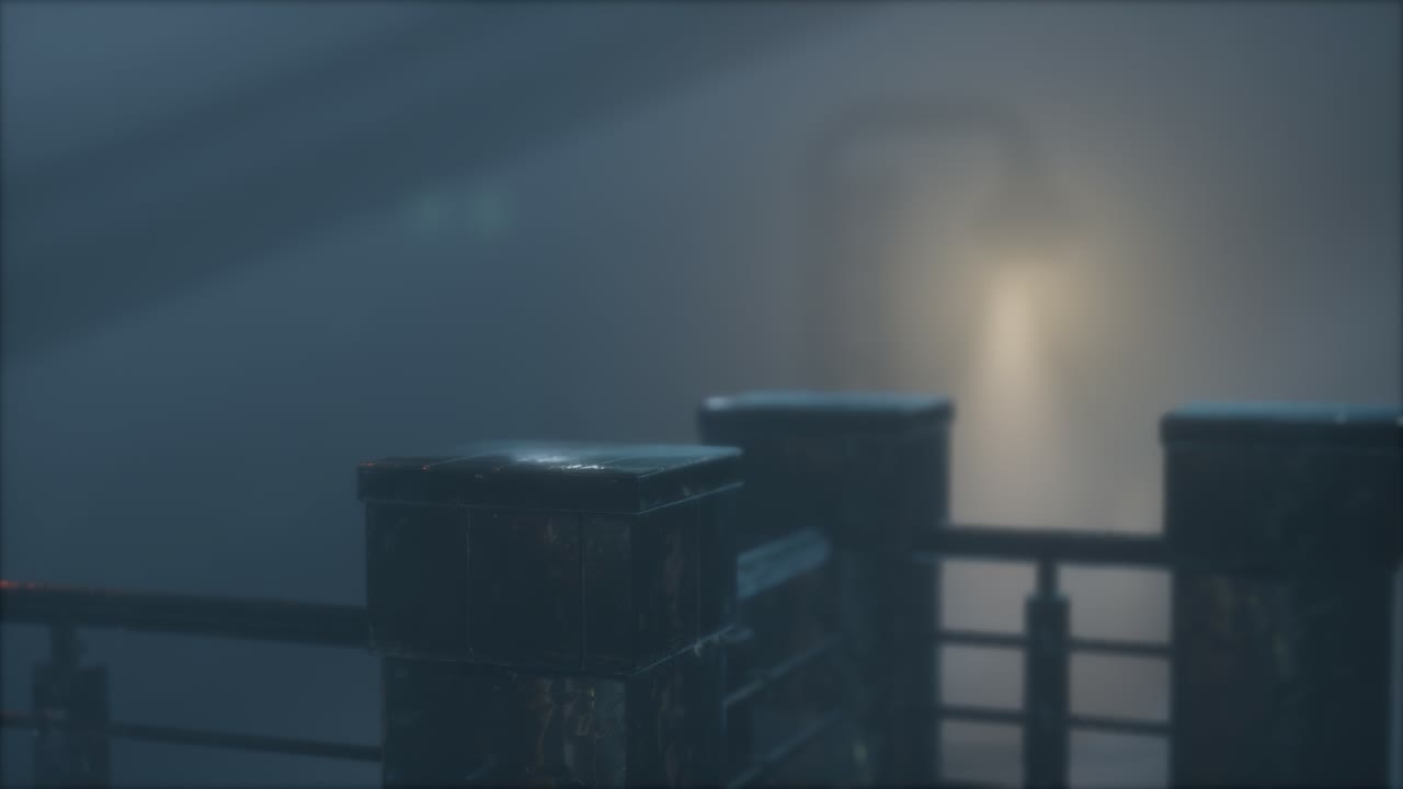 rainy night with fog at old town street