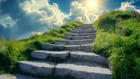 a set of stone steps leading up to the top of a hill