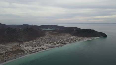aerial view of el tecolote beach on the baja california sur peninsula, in la paz, mexico