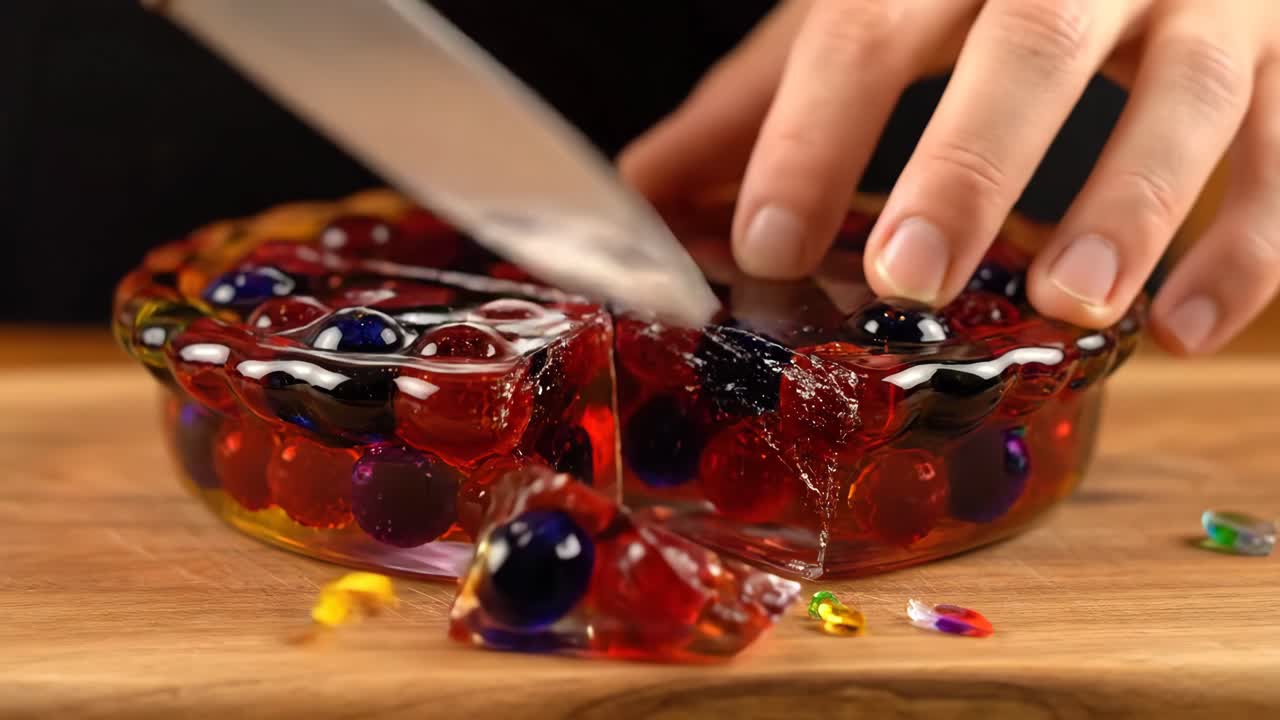 Cutting a Jello Dessert
